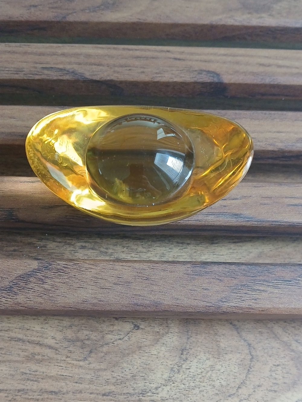 Handmade Chinese Yellow Crystal Yuan Bao Figurine Collectible